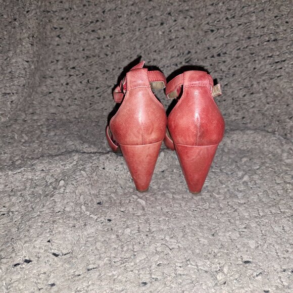 MIZ MOOZ-Salima Red Leather Peep Toe Pumps Heels-SZ 7-Excellent - Picture 6 of 8